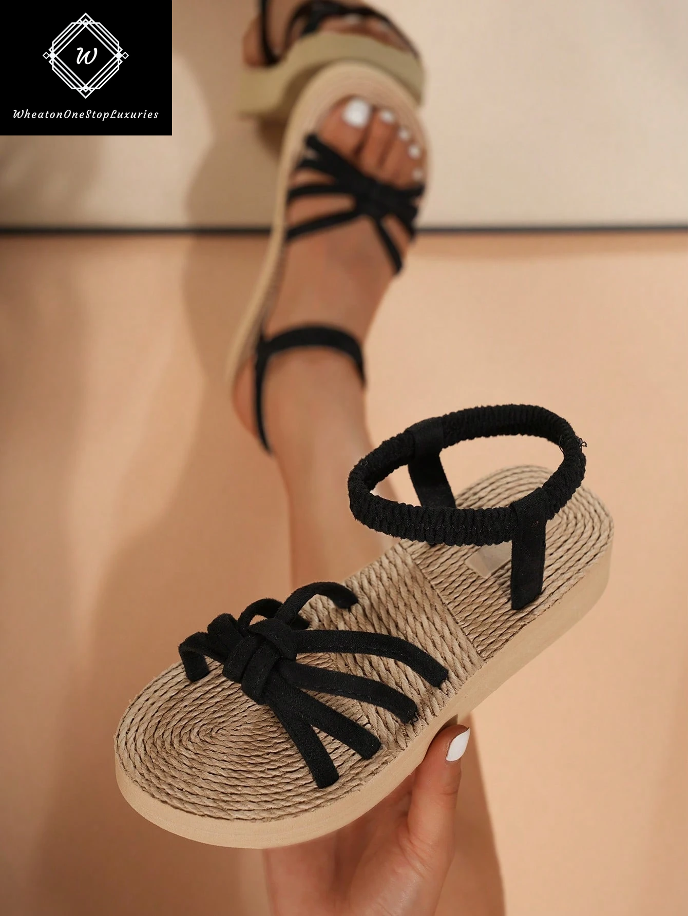 Women's Lightweight Elegant Low Heel Platform Sandals with Criss-Cross Strap Design - Versatile for Beach and Vacation in Beige