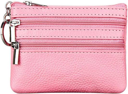 Stylish Women's Genuine Leather Mini Coin Purse with Keychain - Perfect for Change and Essentials!