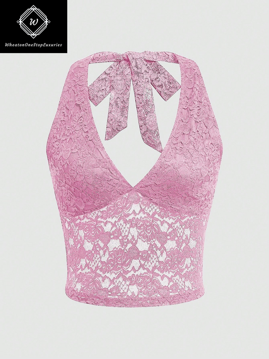 Women's Slim Fit Lace Halter Neck Camisole - Summer Collection