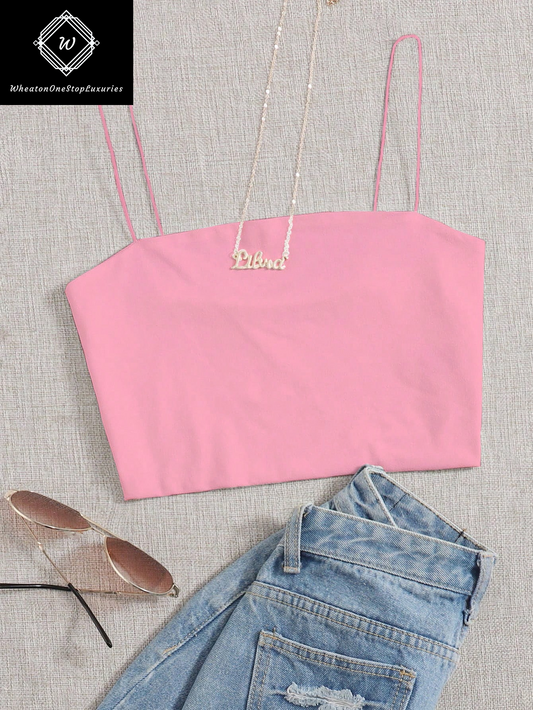 Cropped Solid Color Camisole Top